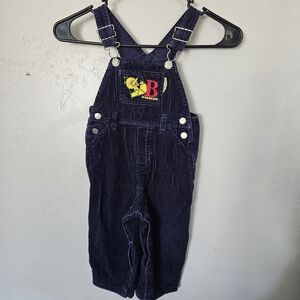 Sesame Street Vintage Baby 24 Months Navy Blue Corduroy Overalls Big Bird Letter